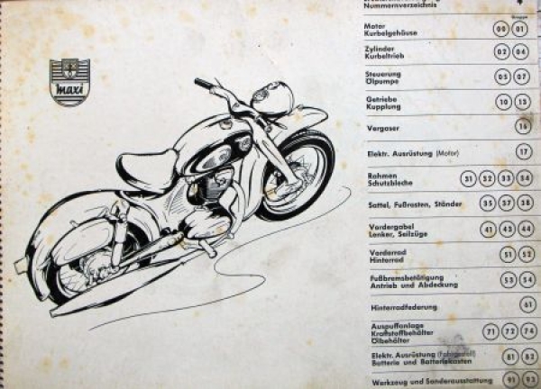 NSU Maxi Motorbike 1953 Spare Part List (6838)